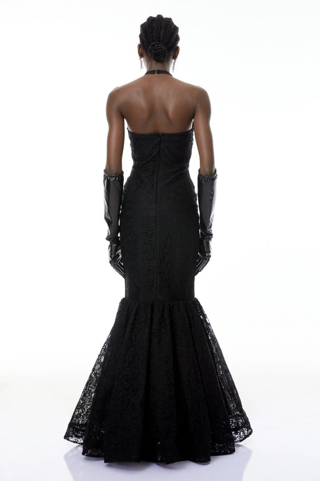 Amalia Maxi Dress Black Halterneck Mermaid