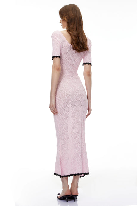 Antonietta Midi Dress Pink Textured Knit