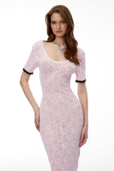 Leucothea Pink Textured Knit Midi Dress