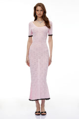 Leucothea Pink Textured Knit Midi Dress