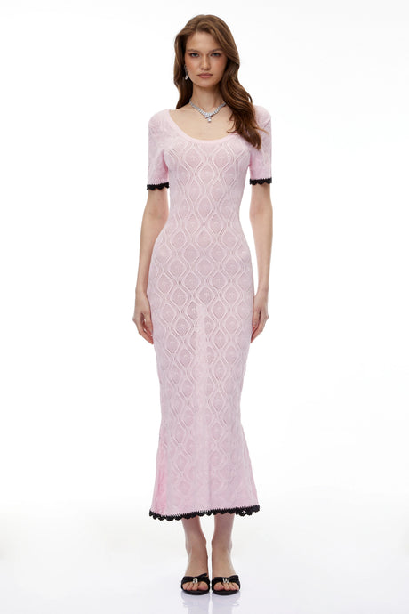 Antonietta Midi Dress Pink Textured Knit