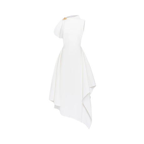 Lorelei Midi Dress White Asymmetrical Flared