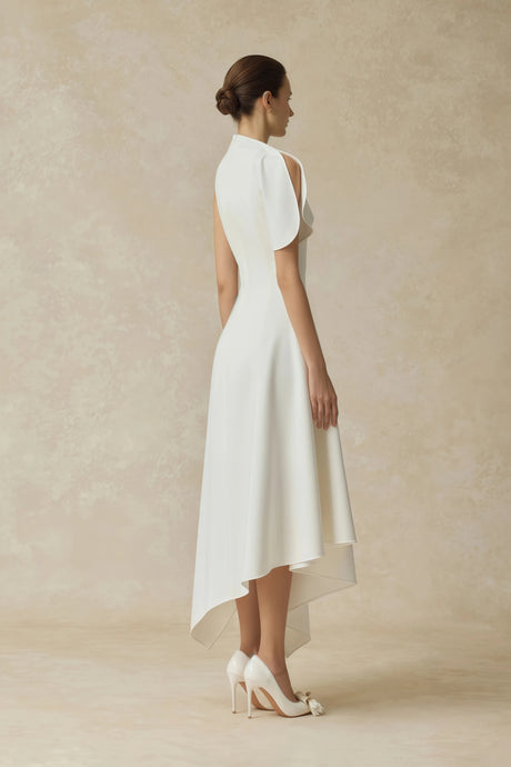 Lorelei Midi Dress White Asymmetrical Flared