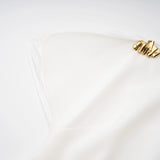 Liana White Asymmetrical Flared Midi Dress