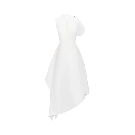 Lorelei Midi Dress White Asymmetrical Flared