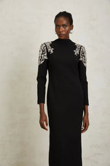 Lidia Black Open Back Embellished Maxi Dress