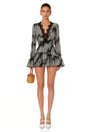 Lídia Black Sequin Mini Dress with Lace Trim