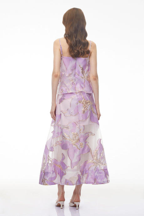 Angela Maxi Dress Purple Floral Print Tiered