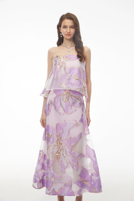 Angela Maxi Dress Purple Floral Print Tiered