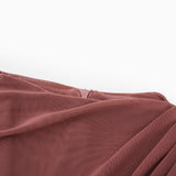 Liliana Brown Asymmetrical Ruched Cape Maxi Dress