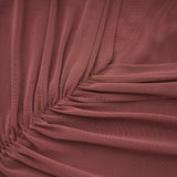Liliana Brown Asymmetrical Ruched Cape Maxi Dress
