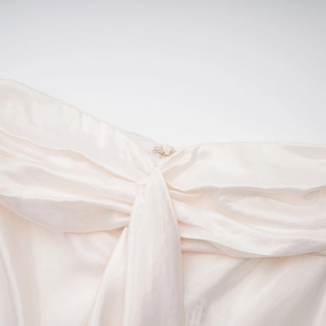 Brielle Maxi Dress Beige Strapless Ruffled Satin