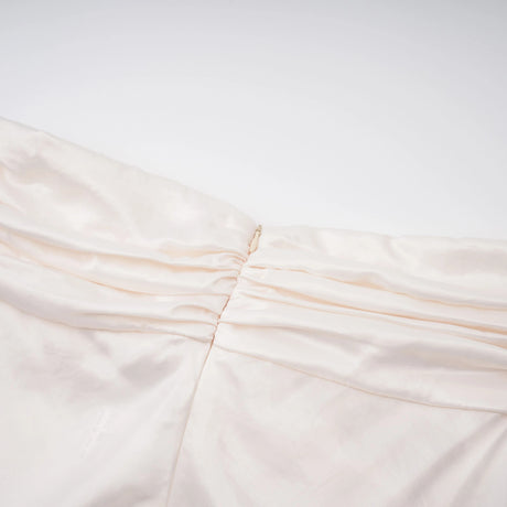Brielle Maxi Dress Beige Strapless Ruffled Satin
