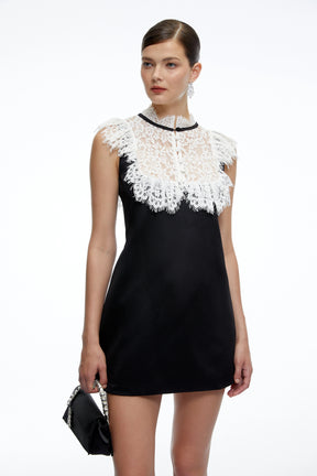 Lillian Black ALine Mini Dress with Contrast Lace