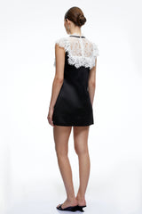 Lillian Black ALine Mini Dress with Contrast Lace