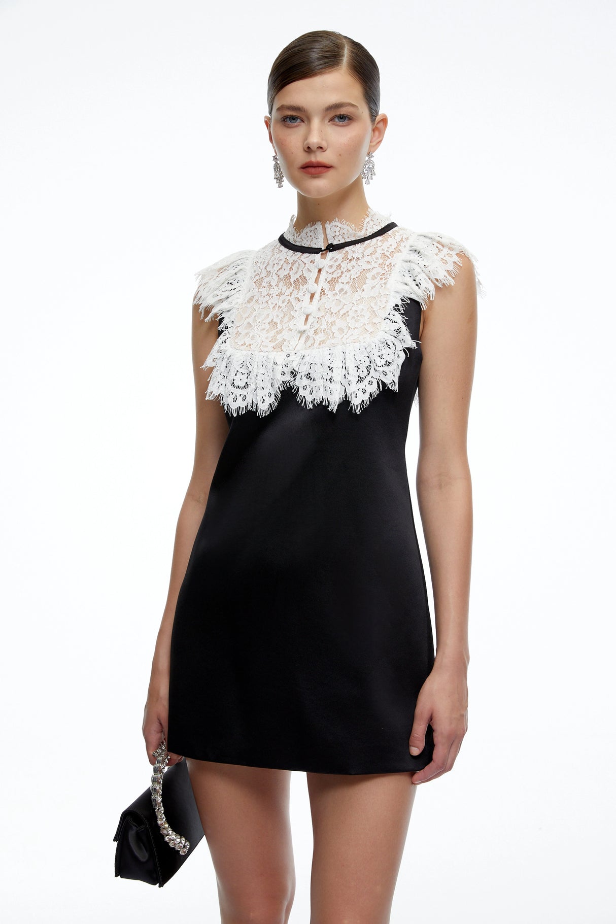 Lillian Black ALine Mini Dress with Contrast Lace