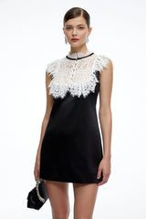 Lillian Black ALine Mini Dress with Contrast Lace