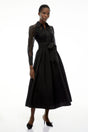 Lilliana Black Lace Midi Dress with Lapel Collar