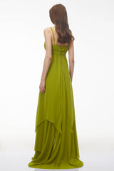 Lilliana Olive Green Tiered Maxi Dress with CutOuts