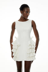 Lilliana White Sleeveless Tiered Ruffled Mini Dress