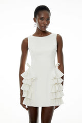 Lilliana White Sleeveless Tiered Ruffled Mini Dress