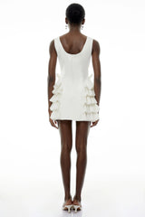 Lilliana White Sleeveless Tiered Ruffled Mini Dress