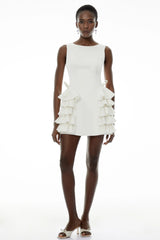 Lilliana White Sleeveless Tiered Ruffled Mini Dress