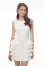 Lilliana White Sleeveless Tiered Ruffled Mini Dress