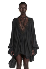 Lilou Black Plunge Neck Lace Mini Dress