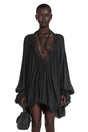 Lilou Black Plunge Neck Lace Mini Dress