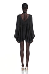 Lilou Black Plunge Neck Lace Mini Dress
