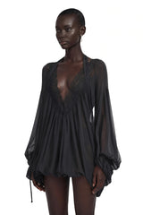 Lilou Black Plunge Neck Lace Mini Dress