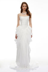 Lily White Ruched Bodycon Maxi Dress