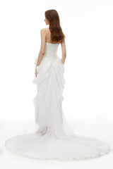 Lily White Ruched Bodycon Maxi Dress
