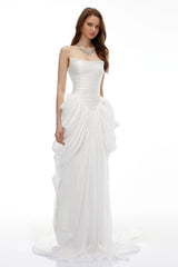 Lily White Ruched Bodycon Maxi Dress
