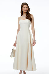 Lina White Off Shoulder Sweetheart Midi Dress