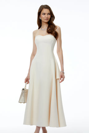 Lina White Off Shoulder Sweetheart Midi Dress