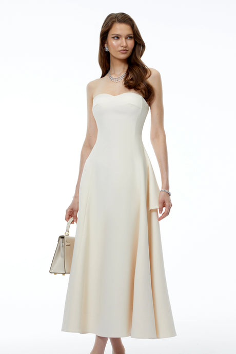 Antonietta Midi Dress White Off Shoulder Sweetheart