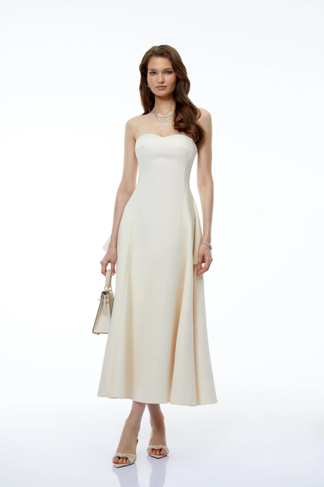 Antonietta Midi Dress White Off Shoulder Sweetheart