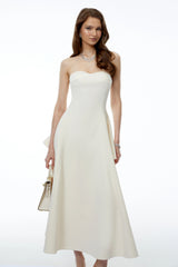Lina White Off Shoulder Sweetheart Midi Dress