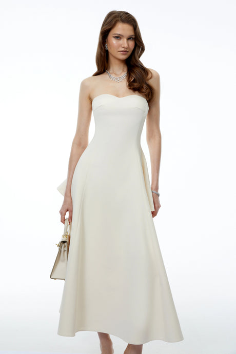 Antonietta Midi Dress White Off Shoulder Sweetheart