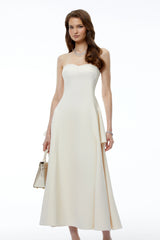 Lina White Off Shoulder Sweetheart Midi Dress