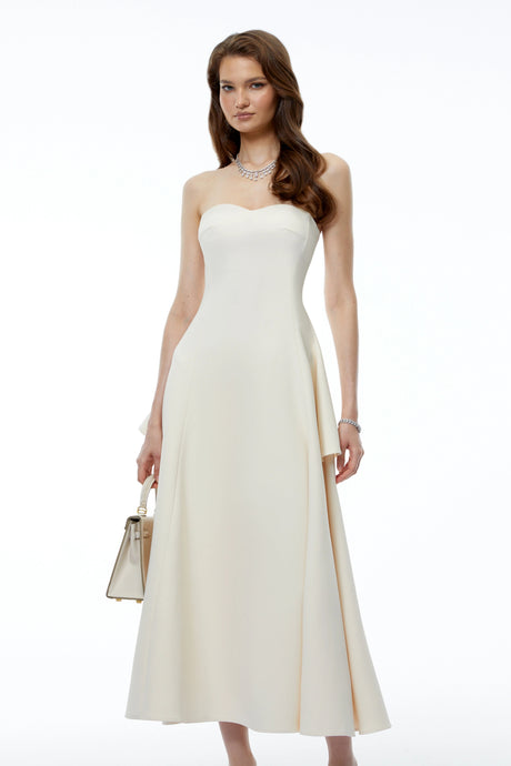 Antonietta Midi Dress White Off Shoulder Sweetheart