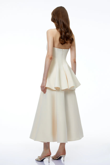 Antonietta Midi Dress White Off Shoulder Sweetheart