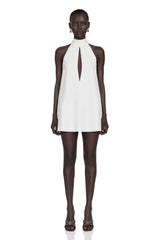 Linden White Halter Neck Keyhole CutOut Mini Dress