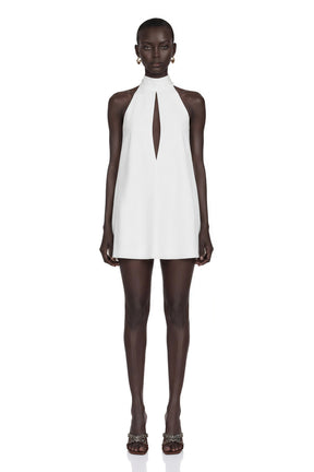 Linden White Halter Neck Keyhole CutOut Mini Dress