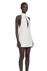 Linden White Halter Neck Keyhole CutOut Mini Dress