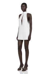Linden White Halter Neck Keyhole CutOut Mini Dress