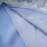 Lola Blue Off Shoulder Asymmetrical Maxi Dress with Lace Trim