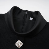 Lorelei Black High Neck Tweed Midi Dress